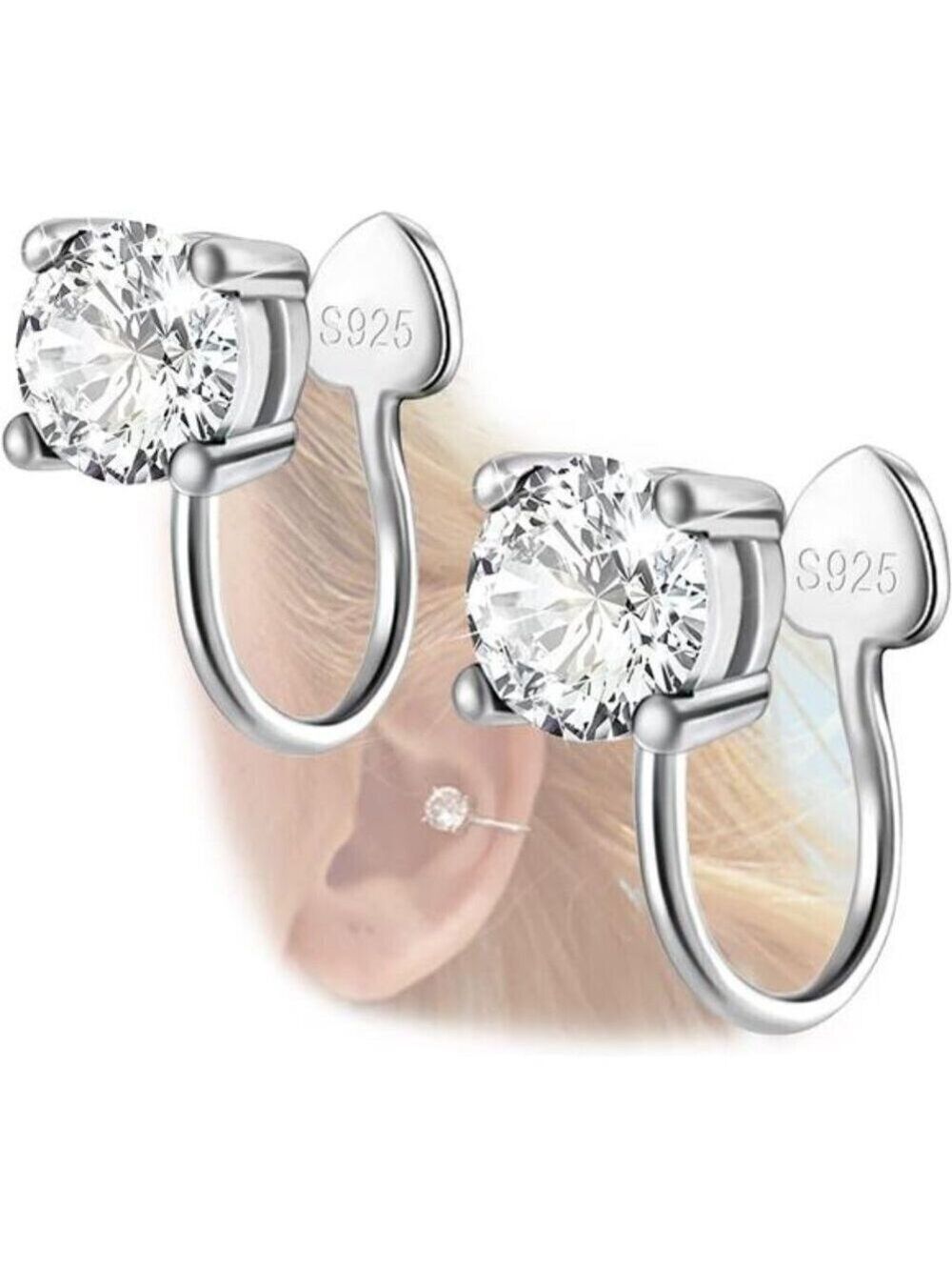 Sterling Silver CZ Ear Cuffs • Hypoallergenic • Non-Piercing